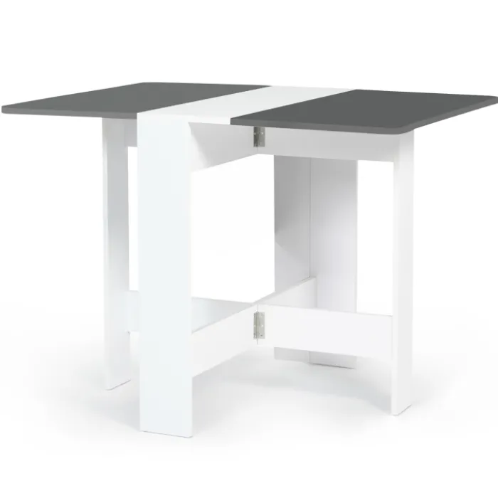 Table console blanche et grise en bois