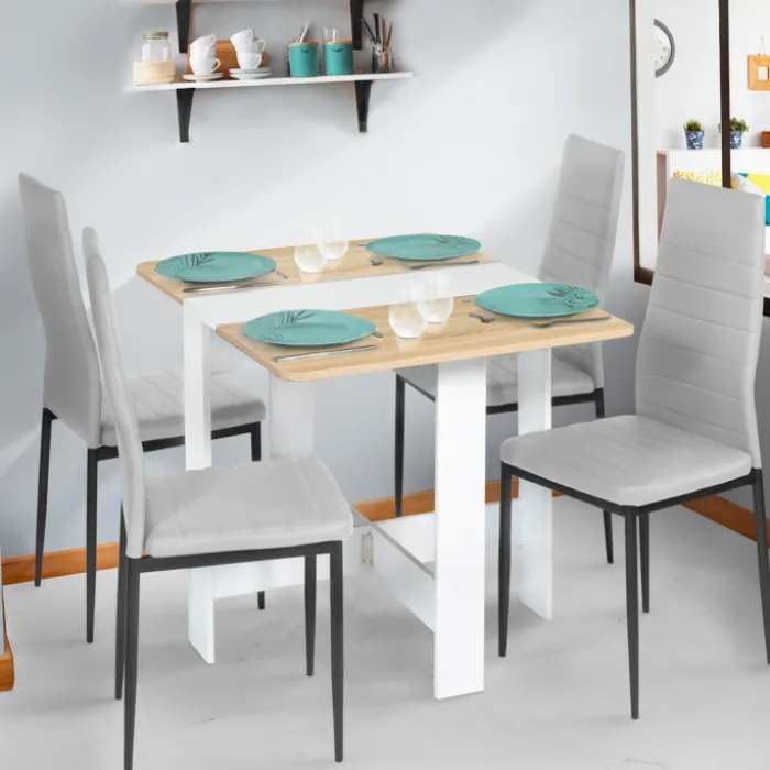 Table console bois blanc et imitation hêtre