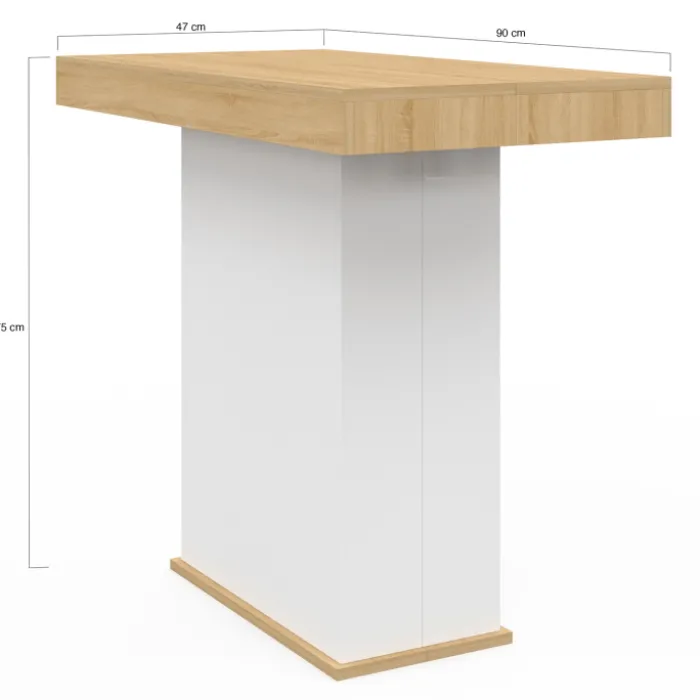 Table console extensible bois et blanc