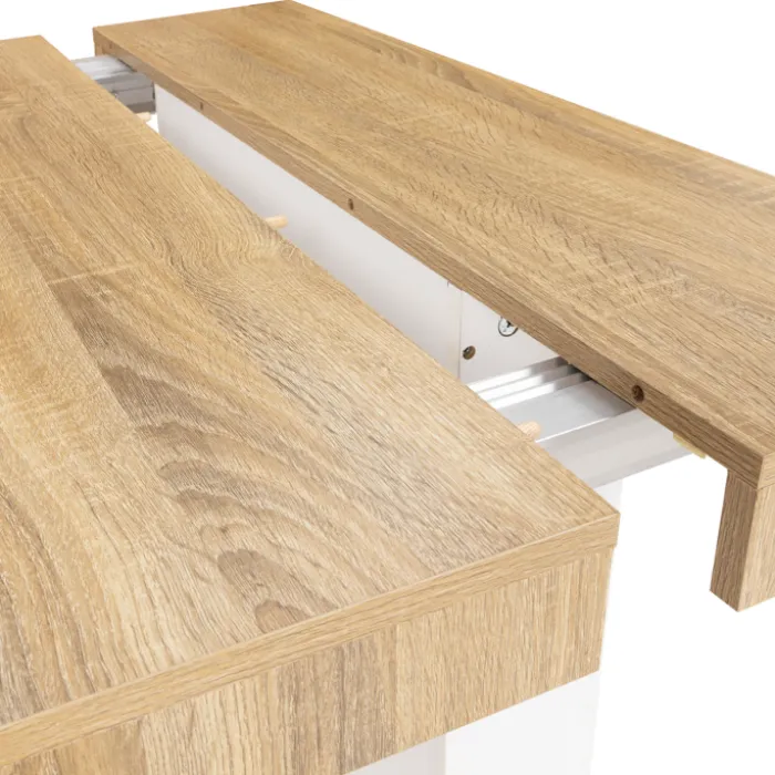 Table console extensible bois et blanc