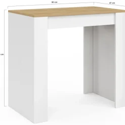 Table console extensible 140 cm blanc et bois façon hêtre