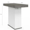 Table console extensible 10 personnes 235 cm béton et blanc