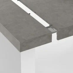 Table console extensible 10 personnes 235 cm béton et blanc