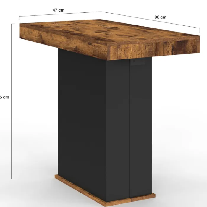 Table console extensible 10 personnes 235 cm bois effet vieilli et noir