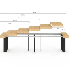 Table console extensible 14 personnes 300 cm bois et noir
