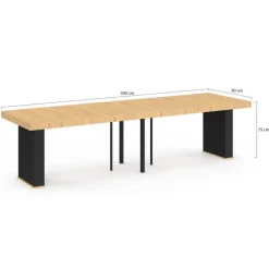 Table console extensible 14 personnes 300 cm bois et noir