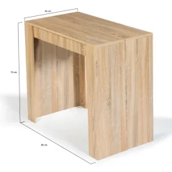 Table console extensible imitation hêtre 6 personnes 140 cm