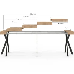 Table console extensible 10 personnes 235 cm coloris bois et noir