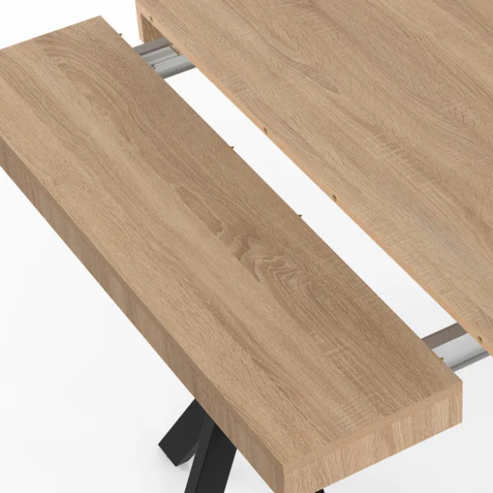 Table console extensible 10 personnes 235 cm coloris bois et noir