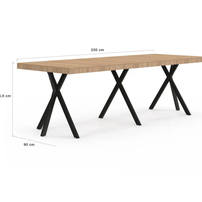 Table console extensible 10 personnes 235 cm coloris bois et noir