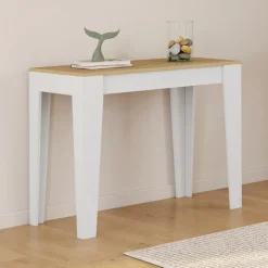 Table console extensible 10 personnes 235 cm bois et façon hêtre