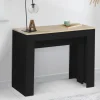 Table console extensible 14 personnes bois noir et façon hêtre