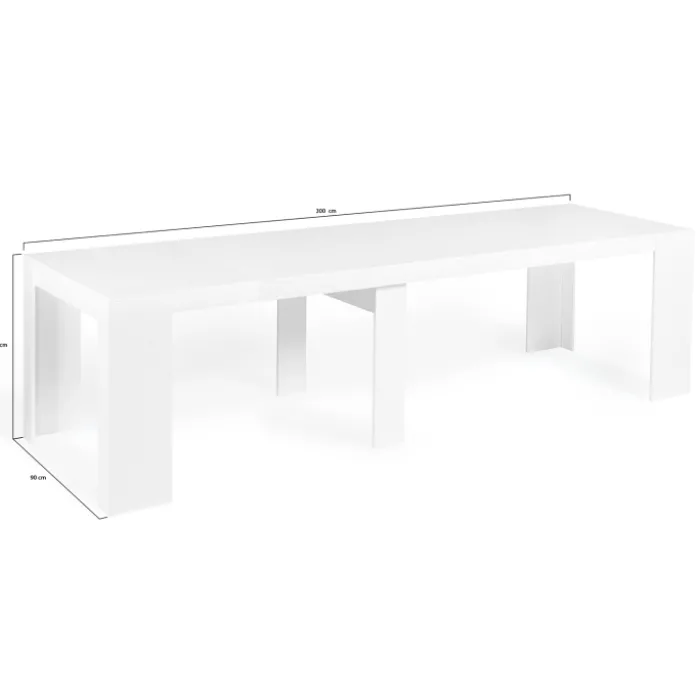 Table console extensible blanche 14 personnes 300 cm