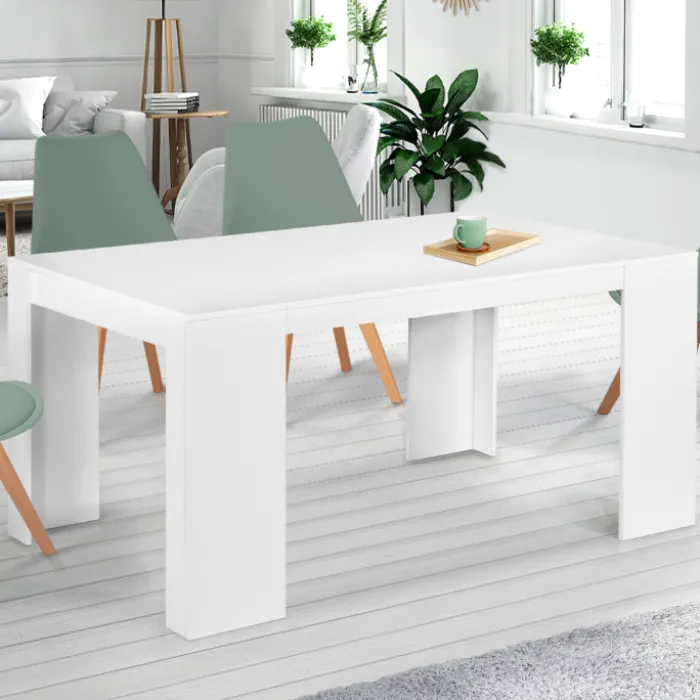 Table console extensible blanche 6 personnes 140 cm