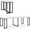 Table console extensible effet marbre blanc 10 personnes