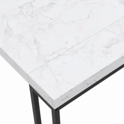 Table console extensible effet marbre blanc 10 personnes