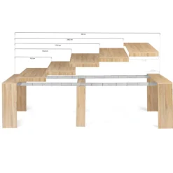 Table console extensible imitation hêtre 14 personnes 300 cm