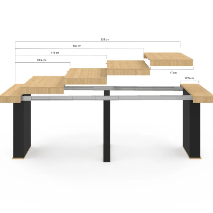 Table console extensible bois et noir