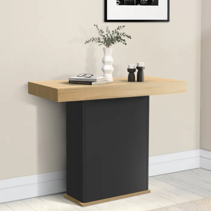 Table console extensible bois et noir