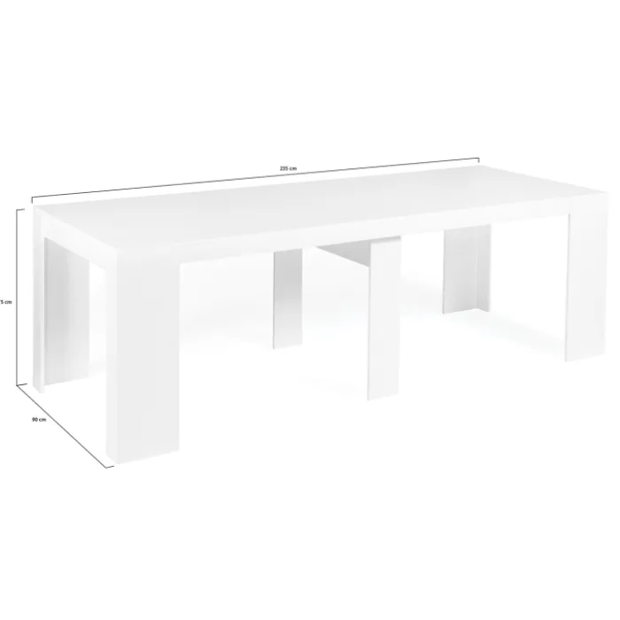 Table console extensible blanche 10 personnes 235 cm