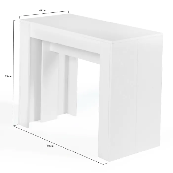 Table console extensible blanche 10 personnes 235 cm