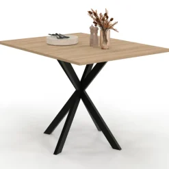 Table console pliable 2-4 personnes pied araignée bois et noir 103 x 76 cm