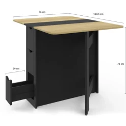 Table console pliable bois et noir 2-4 personnes