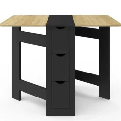 Table console pliable bois et noir 2-4 personnes