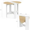 Table console pliable ronde 2-4 personnes bois blanc plateau façon hêtre 103 x 76 cm