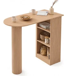 Table de bar 2 à 4 personnes effet lattes tasseau bois
