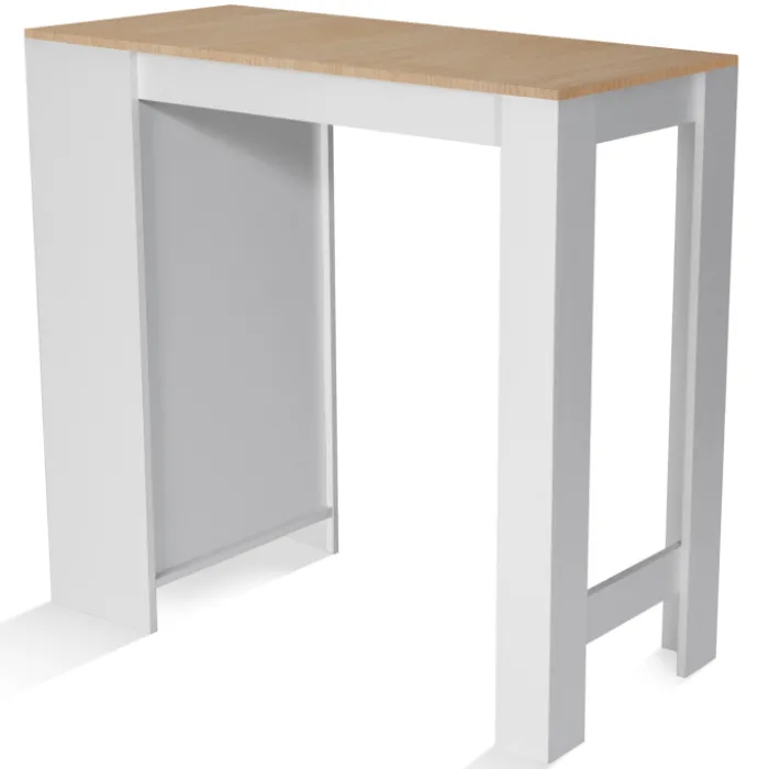 Table de bar haute 2 à 4 personnes bois blanc et imitation hêtre