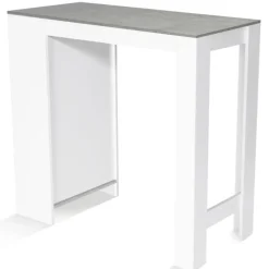 Table de bar haute 2 à 4 personnes blanche et grise effet béton