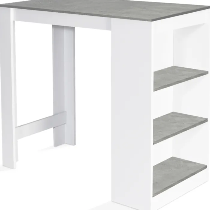 Table de bar haute 2 à 4 personnes blanche et grise effet béton