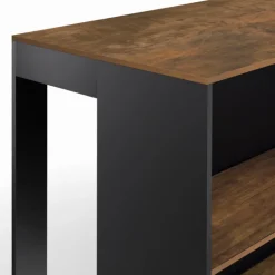 Table de bar îlot bois noir et plateau foncé