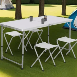 Table de camping pliante de 120 cm à hauteur réglable pour 4 personnes
