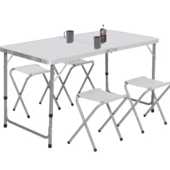 Table de camping pliante de 120 cm à hauteur réglable pour 4 personnes