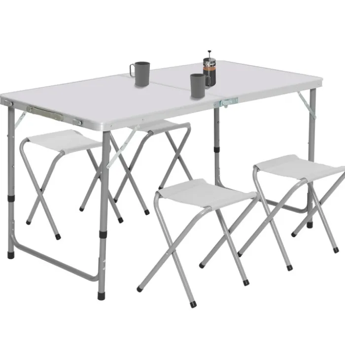 Table de camping pliante de 120 cm à hauteur réglable pour 4 personnes