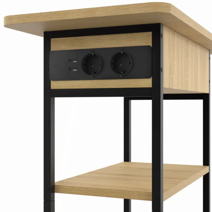 Table de chevet / d'appoint design industriel avec multiprise