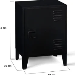 Table de chevet casier métal noir