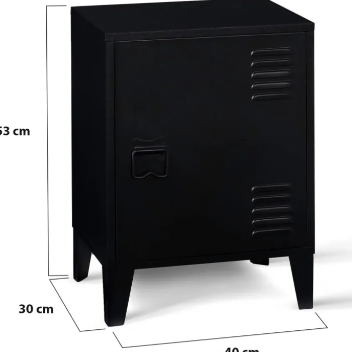Table de chevet casier métal noir