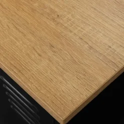 Table de chevet casier porte métal noir et plateau bois