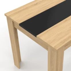 Table de cuisine 4 personnes imitation hêtre et noire