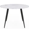 Table de cuisine ronde 4-6 personnes effet marbre blanc 110cm