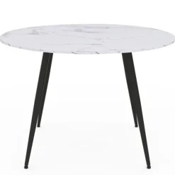 Table de cuisine ronde 4-6 personnes effet marbre blanc 110cm