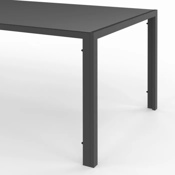 Table de jardin 240 cm 10 personnes et chaises empilables bleues, grises et noires