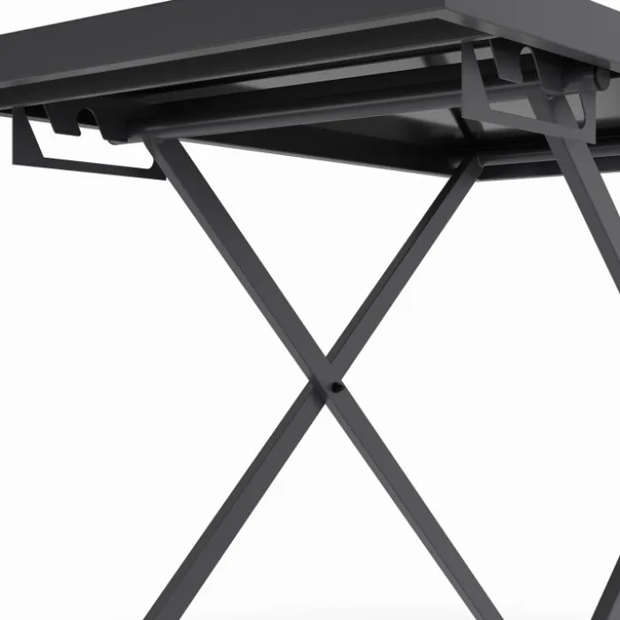 Table de jardin à hauteur réglable 3 positions 100 cm en métal gris anthracite et plateau gris