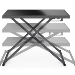 Table de jardin à hauteur réglable 3 positions 100 cm en métal gris anthracite et plateau gris