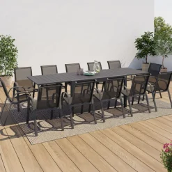 Table de jardin extensible 12 places avec chaises