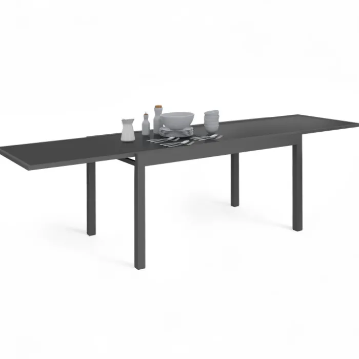 Table de jardin extensible rectangulaire 135-270 CM 8-12 personnes gris anthracite