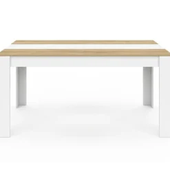 Table de salle à manger 8 personnes bois imitation hêtre et blanc